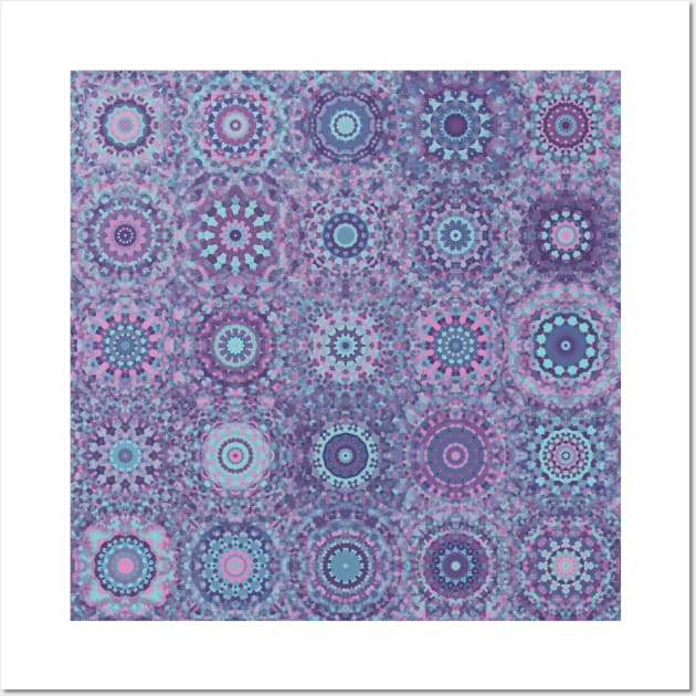 Blue Teal and Pink Mandalas Wall Art by Kaleiope_Studio